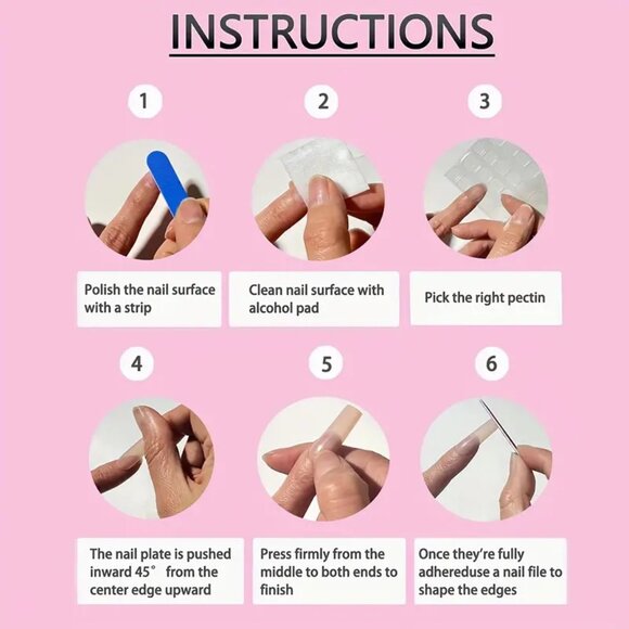 24pcs Sparkling Pink Gradient Rhinestone Press-On Nails for Women and Girls - Picture 7 of 7